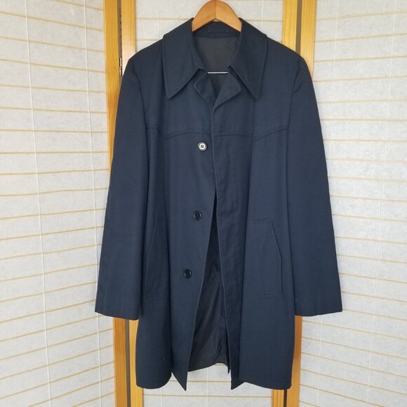 Men's London Fog Trench Coat Size 40 Long Navy Blue - Picture 1 of 10